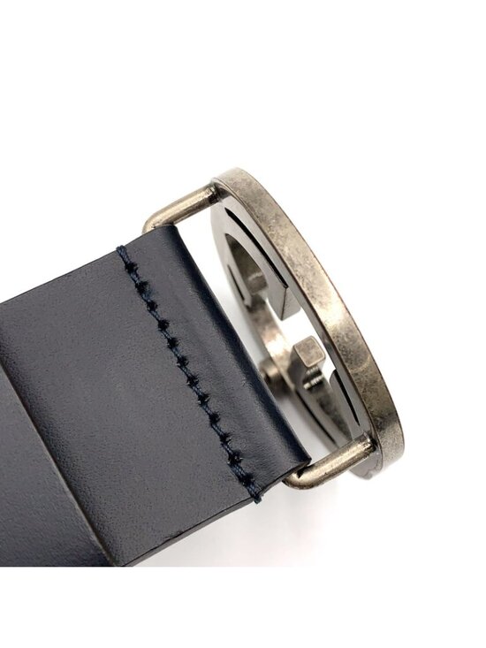 Gucci Interlocking Buckle Leather Black Belt Silver main image 6